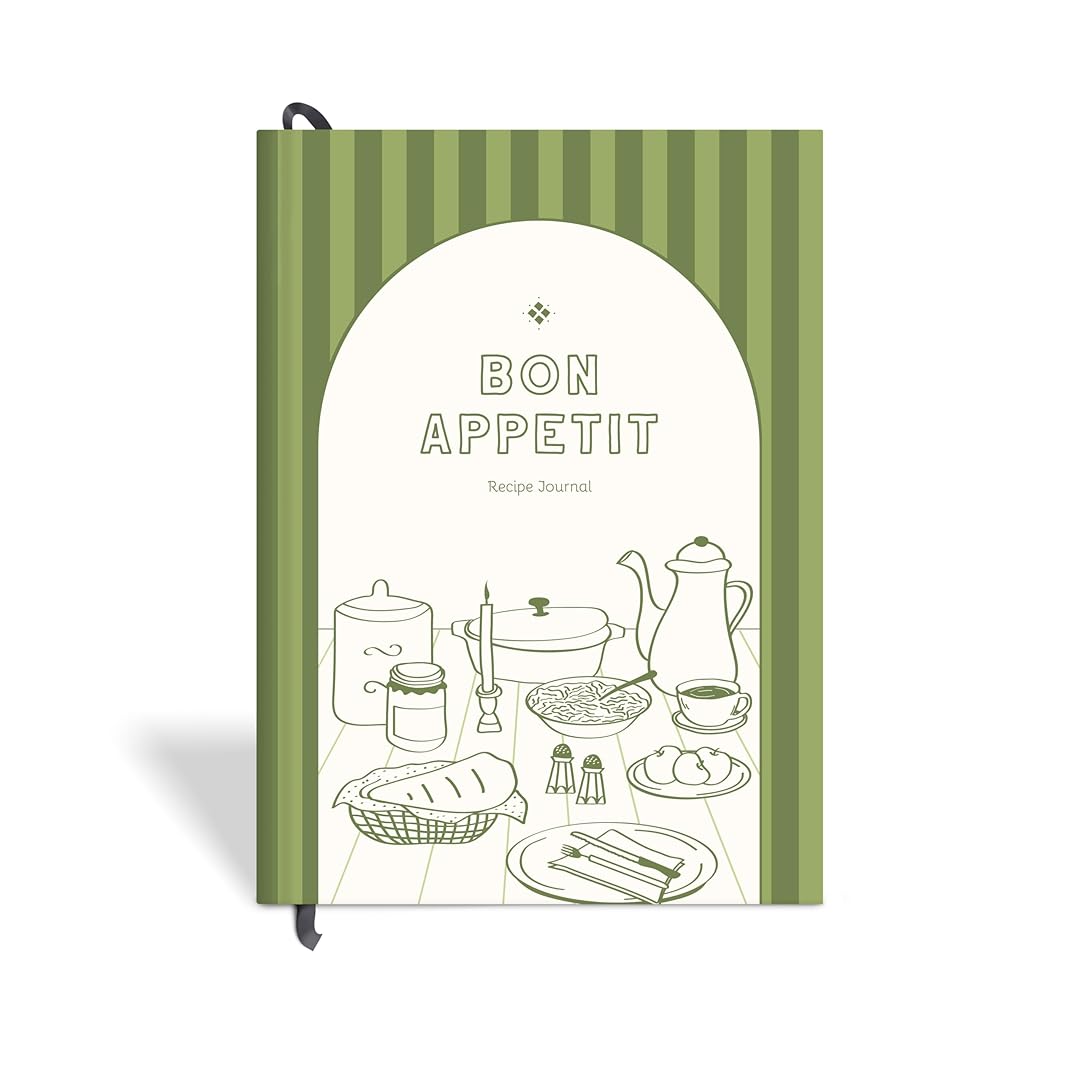 7mm Recipe Journal | Bon Appetit | A5 Size | 4 Sticker sheets | Green
