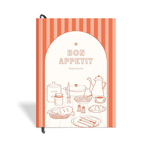 7mm Recipe Journal | Bon Appetit | A5 Size | 4 Sticker sheets | Orange