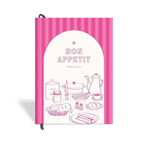 7mm Recipe Journal | Bon Appetit | A5 Size | 4 Sticker sheets | Pink