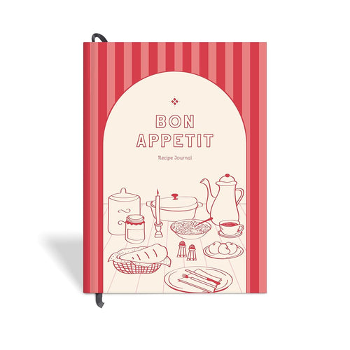 7mm Recipe Journal | Bon Appetit | A5 Size | 4 Sticker sheets | Red