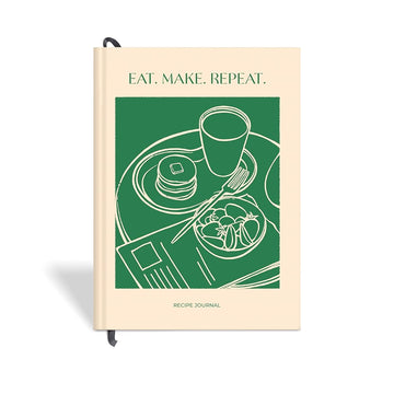 7mm Recipe Journal | Eat Make Repeat | A5 Size | Hardbound and Laminated | Beige