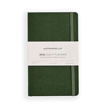 myPAPERCLIP 2026 Daily Planner M1 | Medium Size | Green | Soft Cover | 384 Pages, 80 GSM | Green