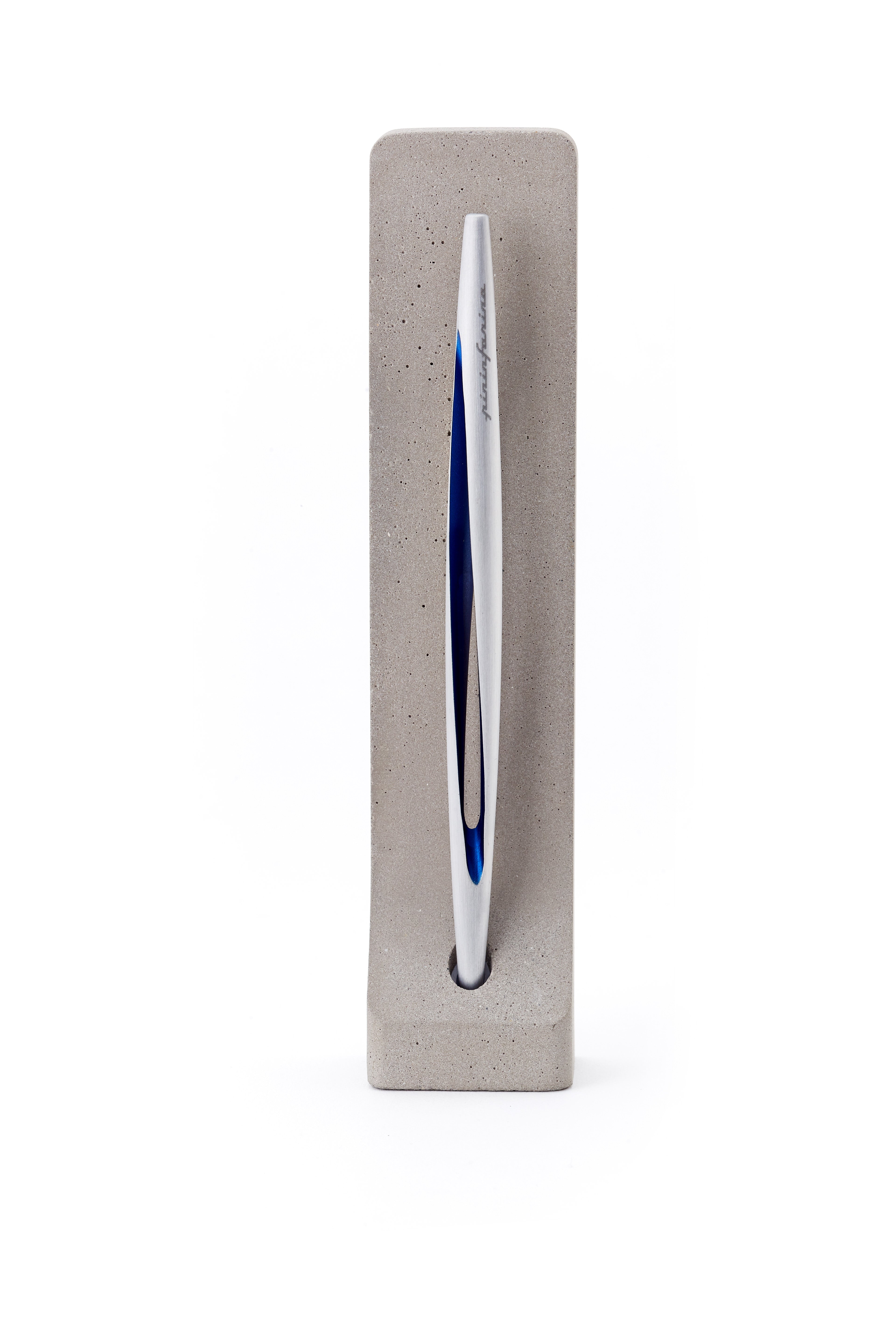 Pininfarina | Aero Blue Pencil | Ethergraf® metal alloy tip  | Raw Concrete Desk Stand