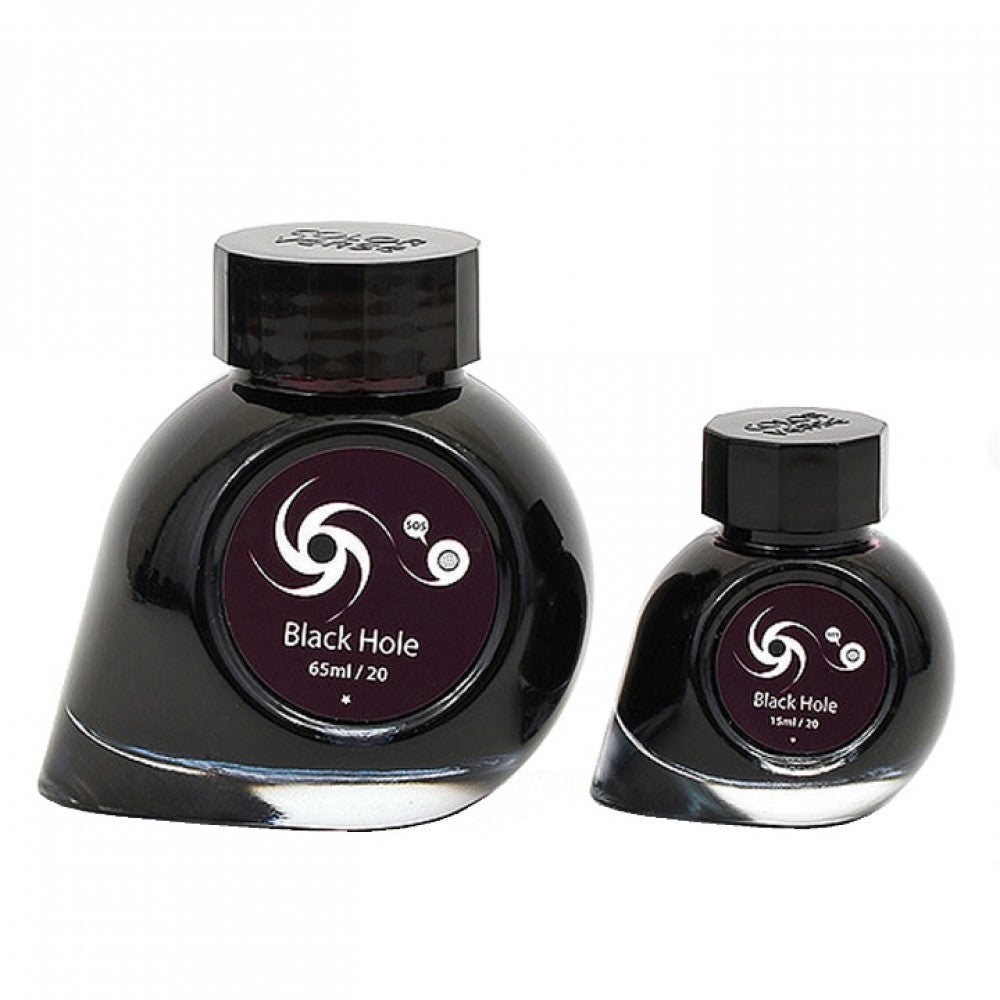 Colorverse | Astrophysics Series | Season 2 | Fountain Pen Ink | Black Hole | Black | 65ml and 15ml | 2 Bottle Set - penpencilink