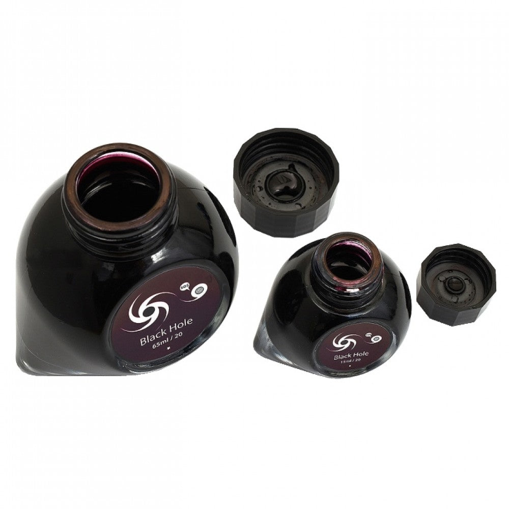 Colorverse | Astrophysics Series | Season 2 | Fountain Pen Ink | Black Hole | Black | 65ml and 15ml | 2 Bottle Set - penpencilink