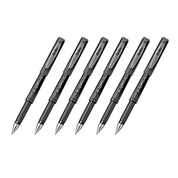 Scrikss Office Broadline 1.0mm Gel Pen - Fast Dry Gel Ink, Smooth Writing, ABS Plastic Body - Set of 6 Pens (Black)