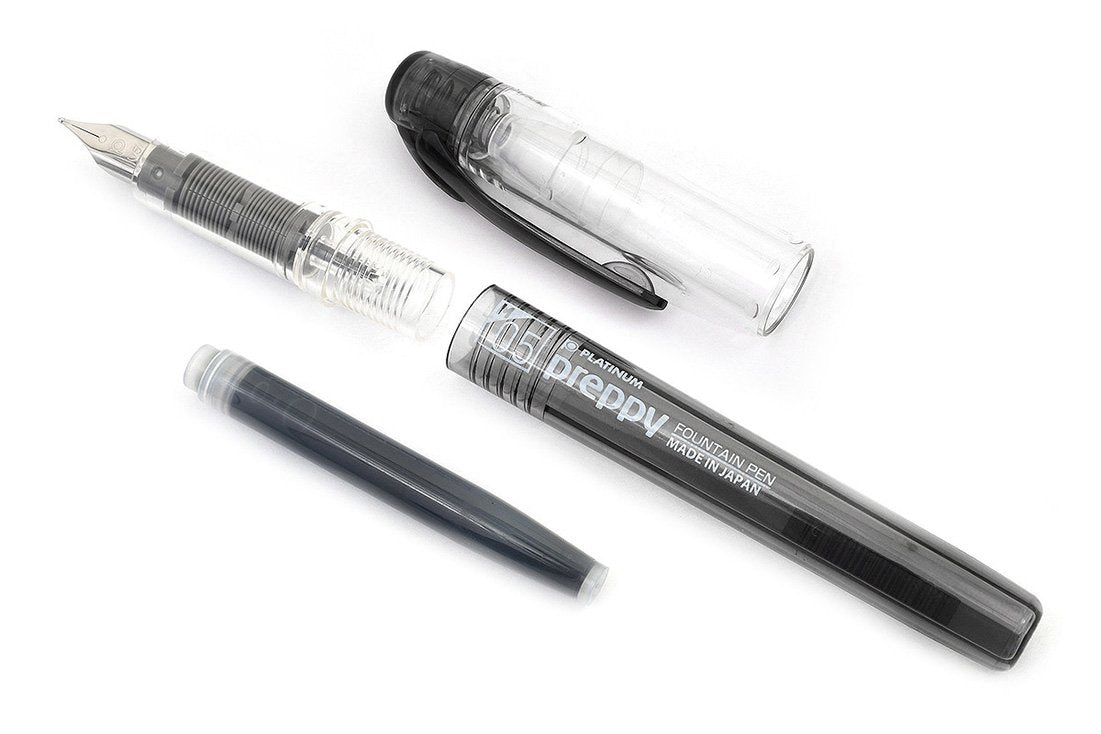 Platinum Preppy Medium 05 Nib Black & Blue Fountain Pens - Easy to Use, Stainless Steel Nib, Slip Seal Cap Mechanism, Smooth Writing
