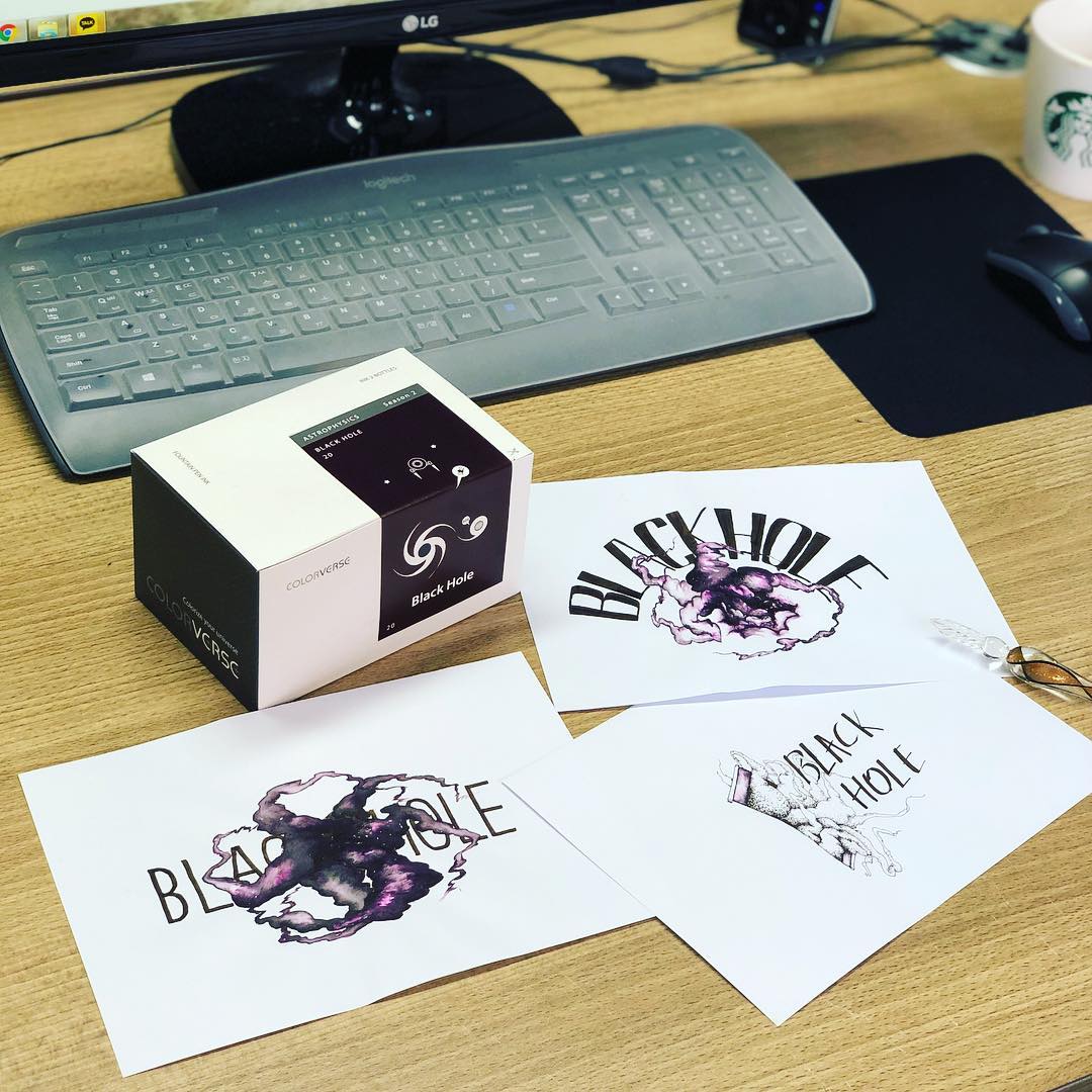 Colorverse | Astrophysics Series | Season 2 | Fountain Pen Ink | Black Hole | Black | 65ml and 15ml | 2 Bottle Set - penpencilink