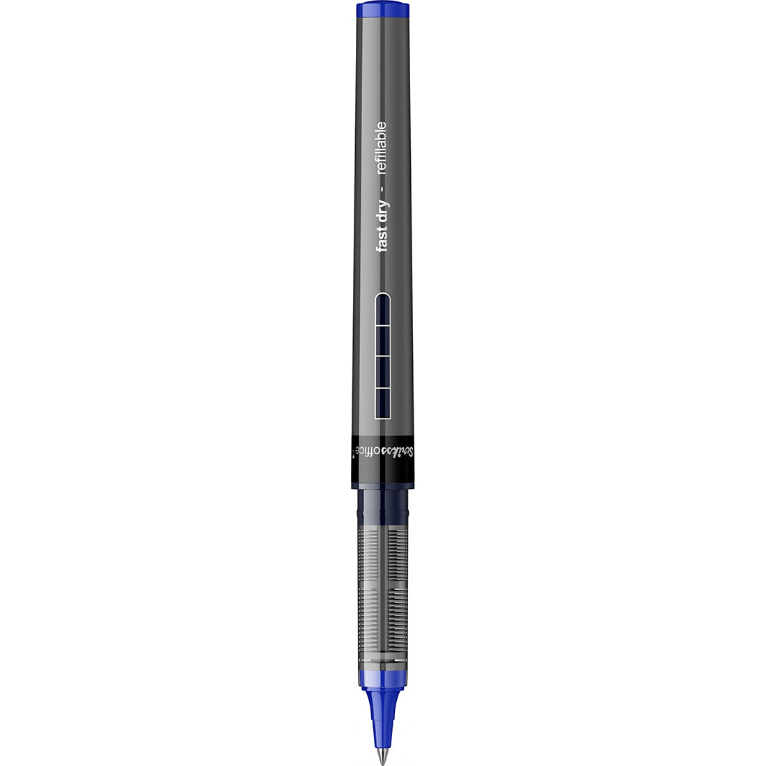 Scrikss PI-8 Roller Pen 0.7mm - Fast Drying Ink, Chrome Plated Tip, Ink Level Indicator - Set of 3 (Black, Blue & Red)