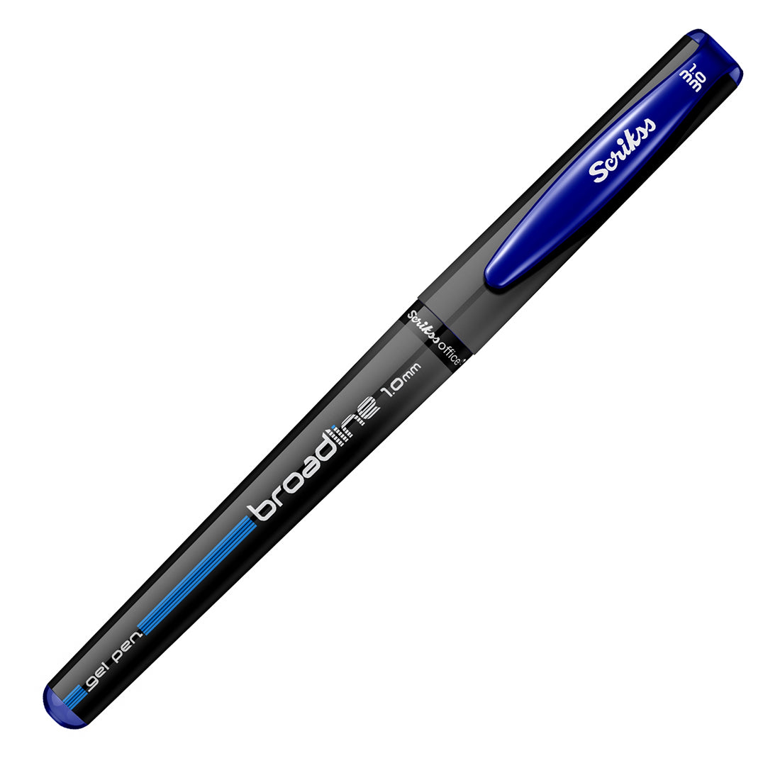 Scrikss Office Broadline 1.0mm Gel Pen - Fast Dry Gel Ink, Smooth Writing, ABS Plastic Body - Set of 6 Pens (Blue)