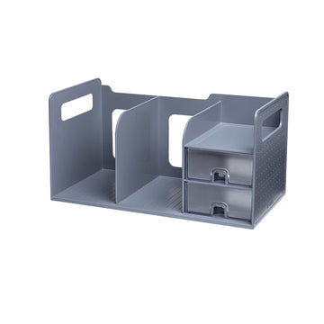 Sysmax | Book Rack With 2 Drawers | 2 Bookshelf |Organiser |Grey