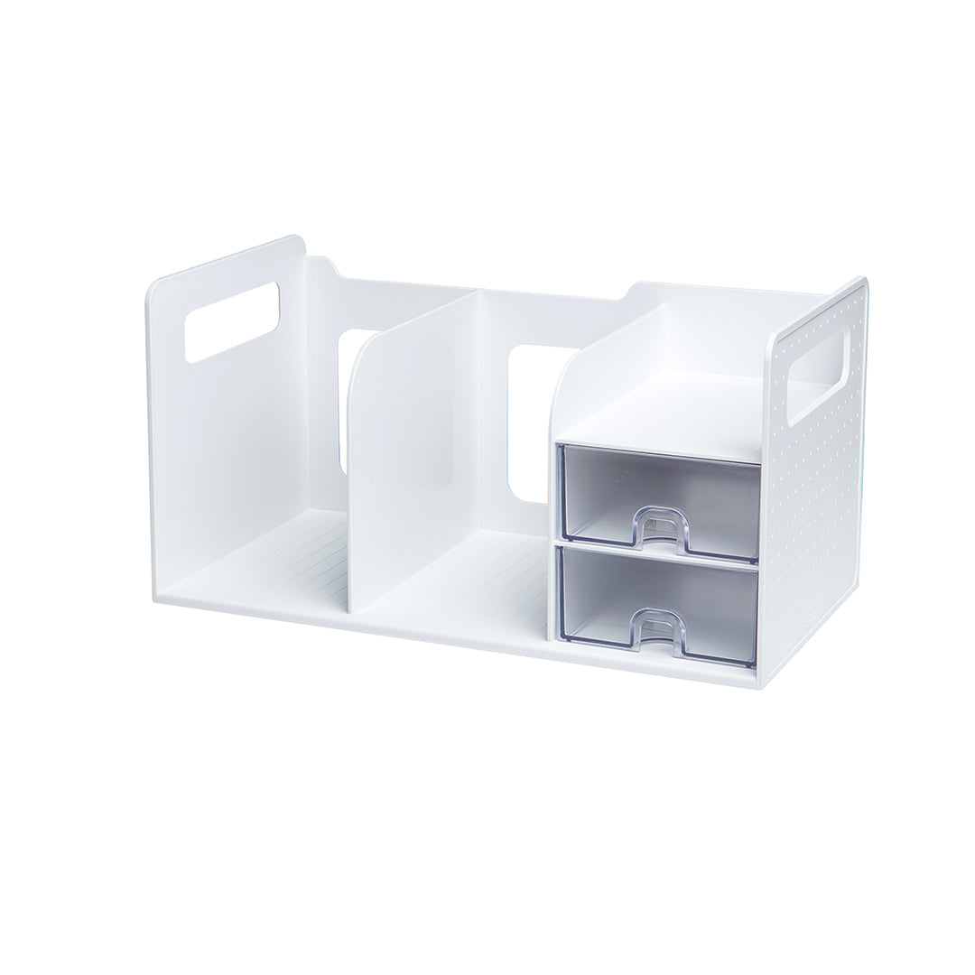Sysmax | Book Rack With 2 Drawers | 2 Bookshelf |Organiser |White