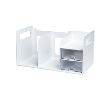 Sysmax | Book Rack With 2 Drawers | 2 Bookshelf |Organiser |White