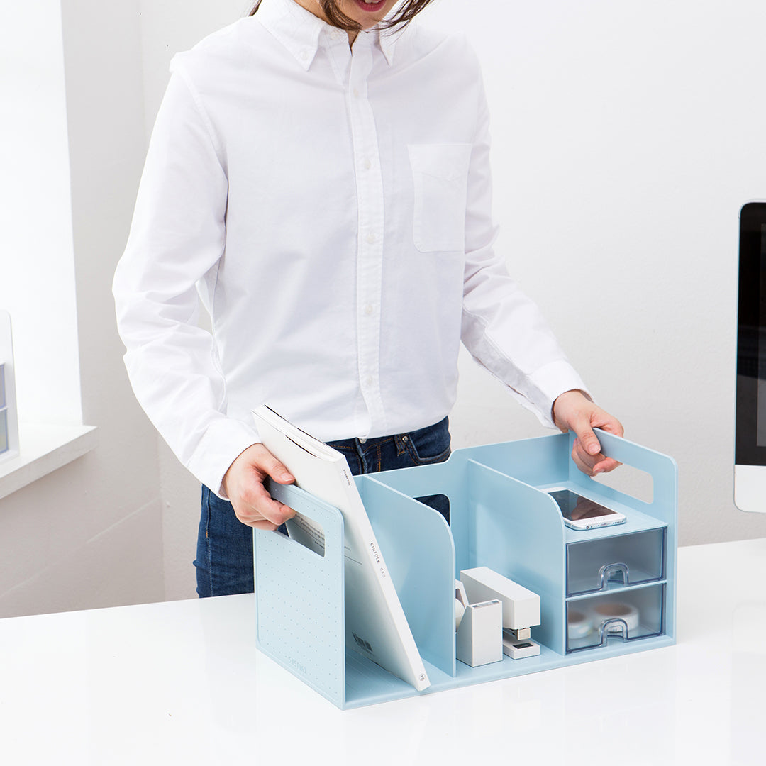 Sysmax | Book Rack With 2 Drawers | 2 Bookshelf |Organiser |Grey