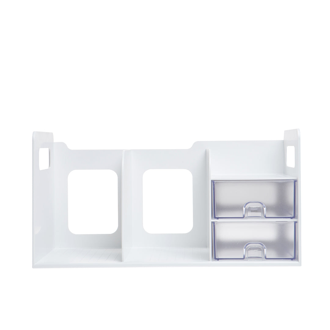 Sysmax | Book Rack With 2 Drawers | 2 Bookshelf |Organiser |White