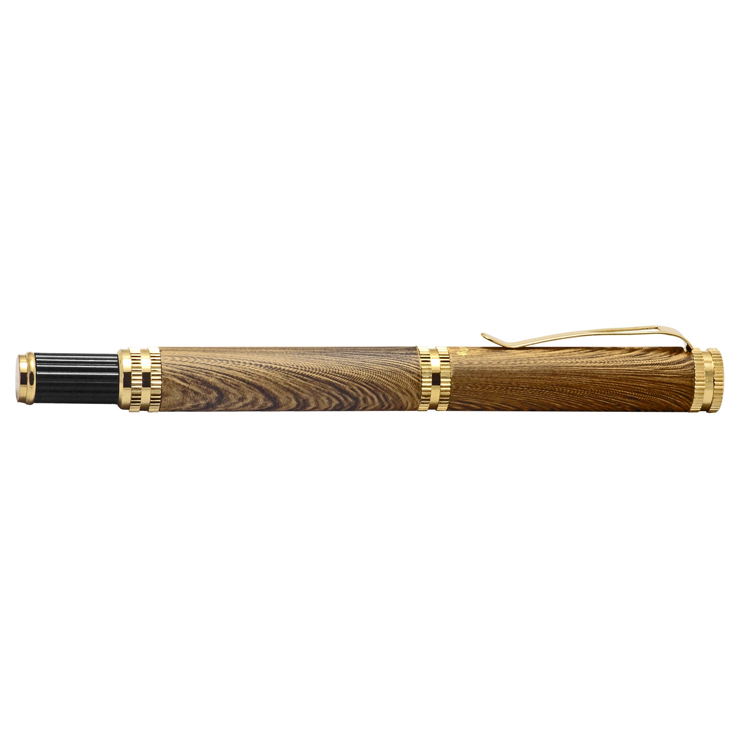 Acuity Wooden Look Roller Ball Point Pen - Smooth Metal Body & Gold Accessories - It Comes in a Pouch - 30009 Light Brown