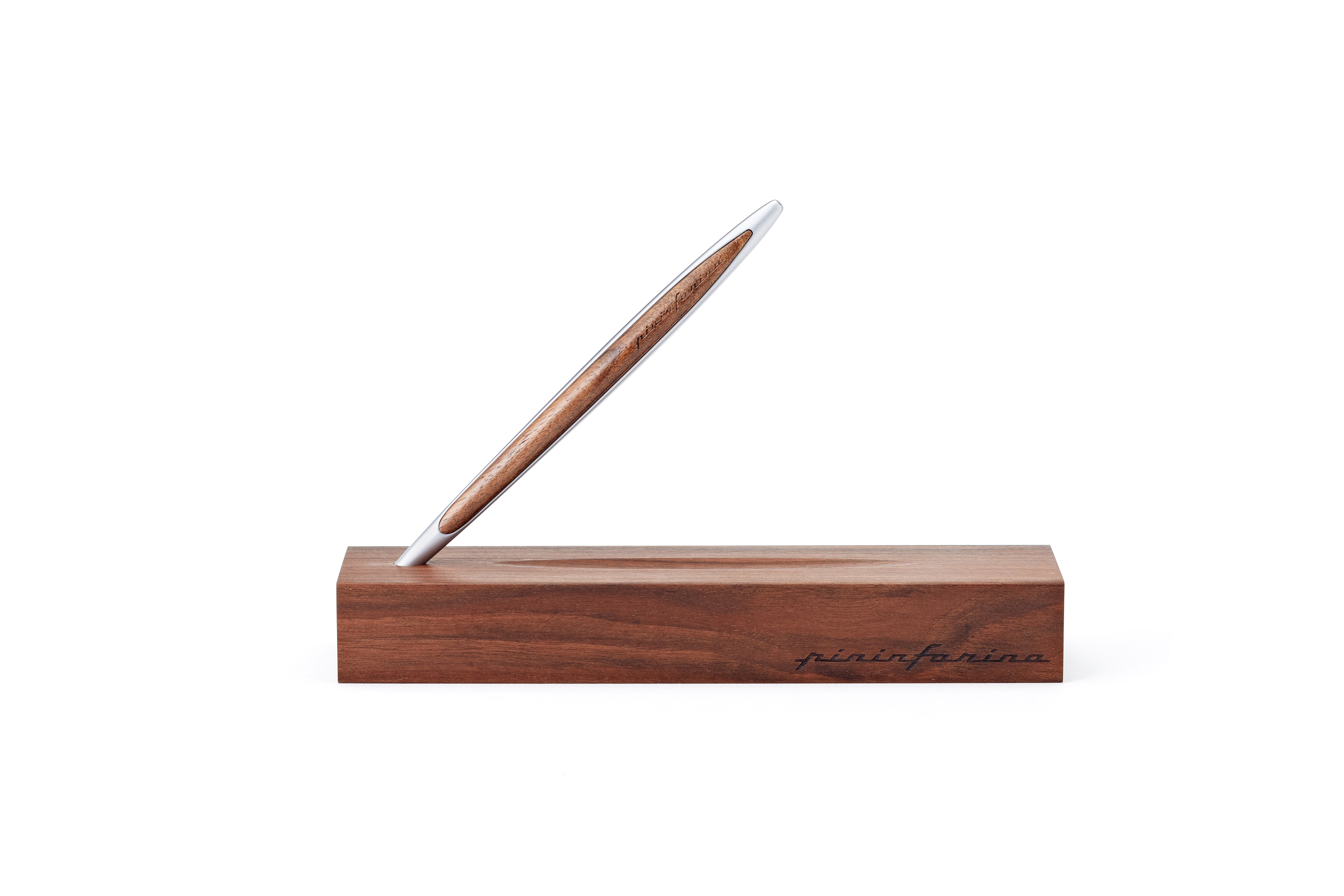 Pininfarina | Cambiano | Aluminium | Classic  Ethergraf metal alloy tip | Solid Wood Desk Stand