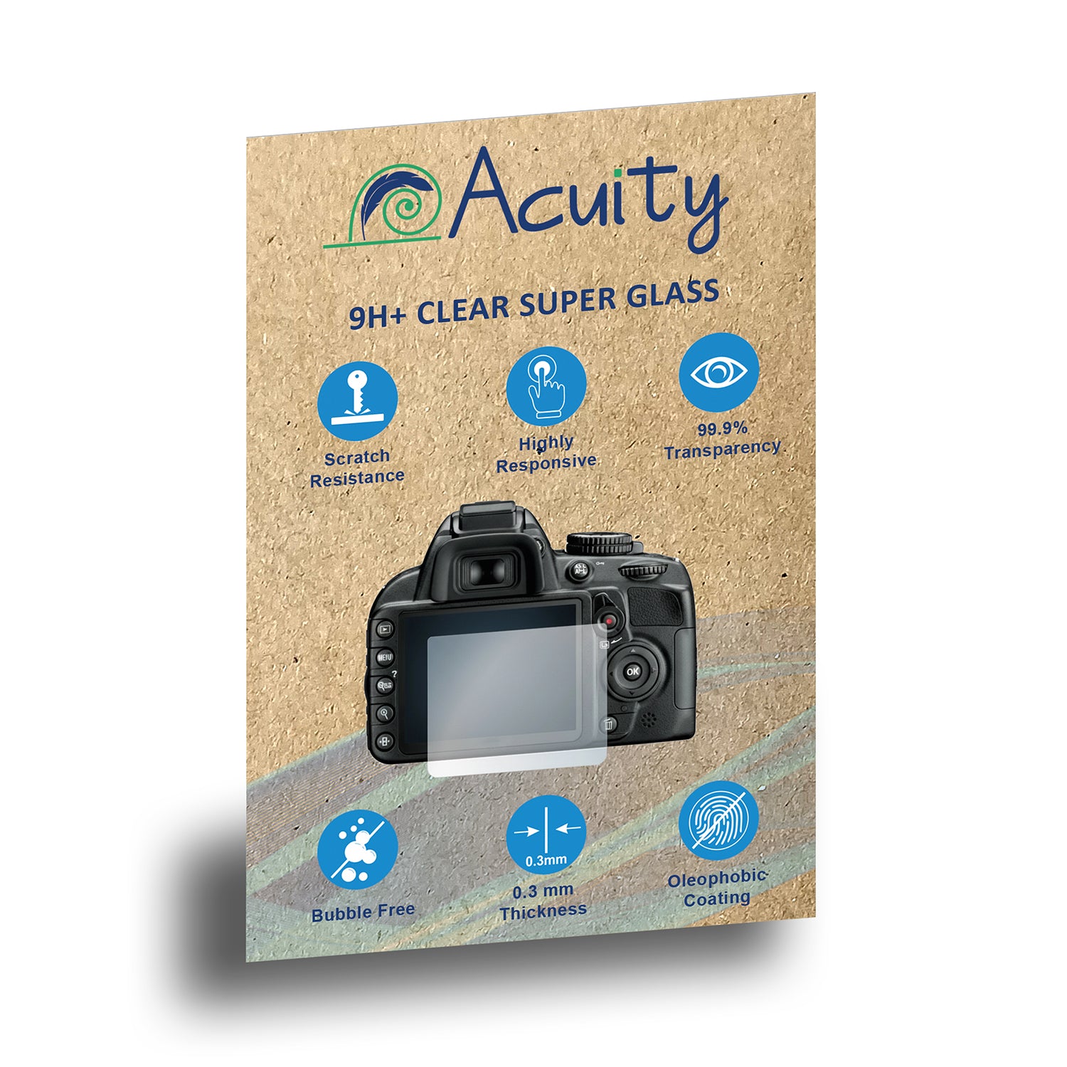 Acuity Premium 9H+ SuperGlass Screen Protector for Cameras – HD Clarity, 0.3mm Thickness, Anti-Fingerprint, Scratch Resistant, Responsive Touch