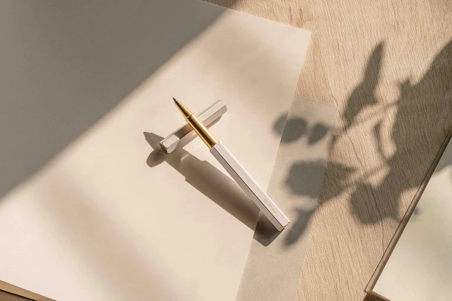 Ystudio | Rollerball Pen | Classic Revolve | Brass White