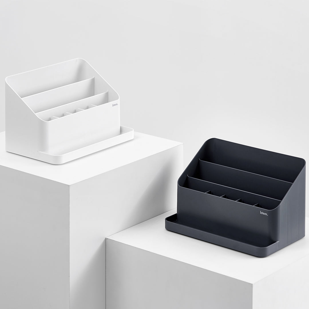 Litem | Desk Orgnaizer with Adjustable Compartments | White | Desktop Holder