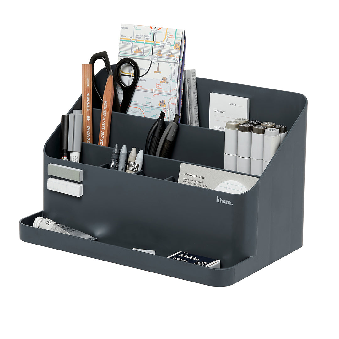 Litem | Desk Orgnaizer with Adjustable Compartments | White | Desktop Holder