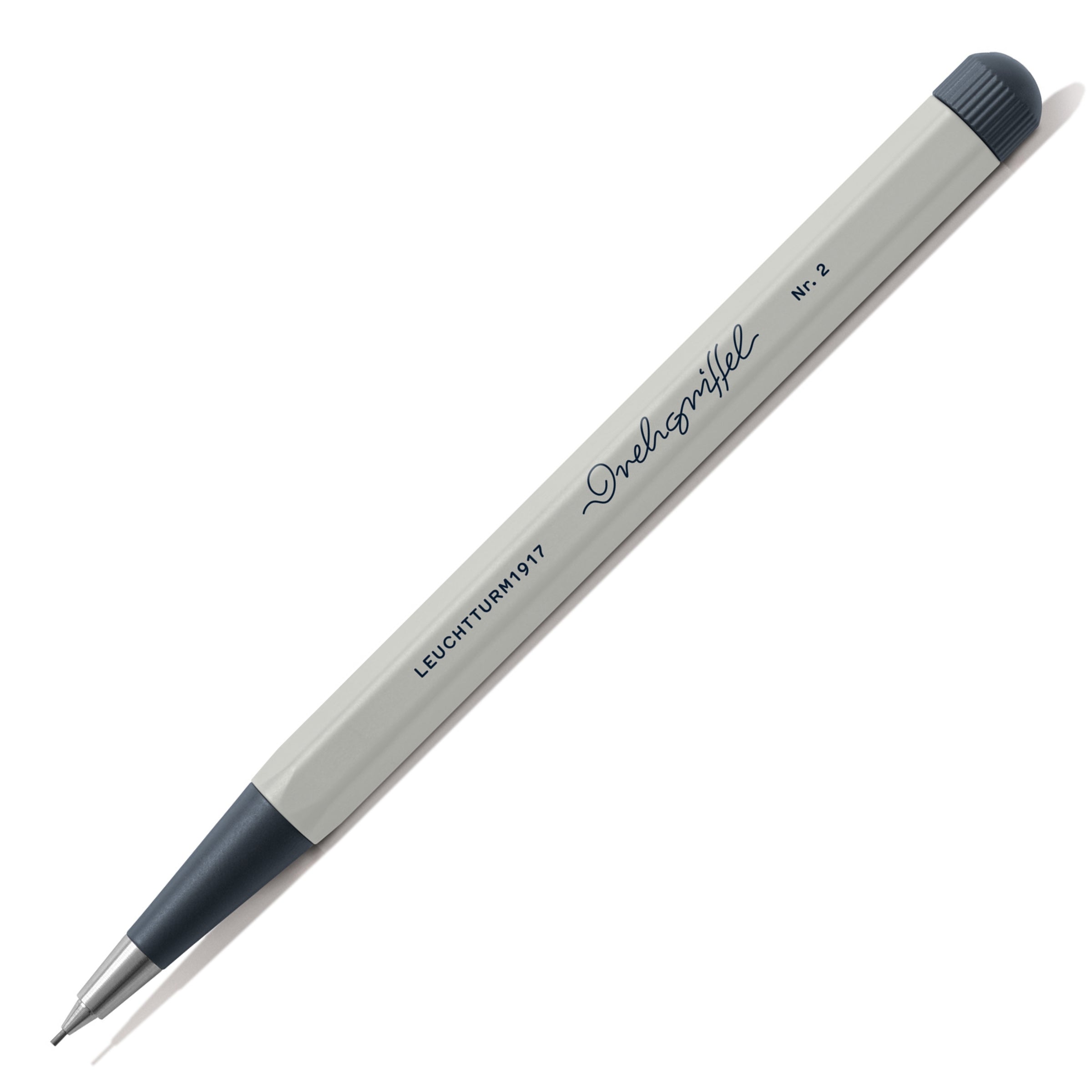 LEUCHTTURM1917 0.7mm Mechanical Clutch Pencil | Graphite HB Lead | Drehgriffel No. 2 | Light Grey | Twist Mechanism