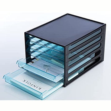 Litem | Multi Utility Storage File Cabinet | 5 Transparent  Drawers | Organiser | Black | EL File | For Office & Home