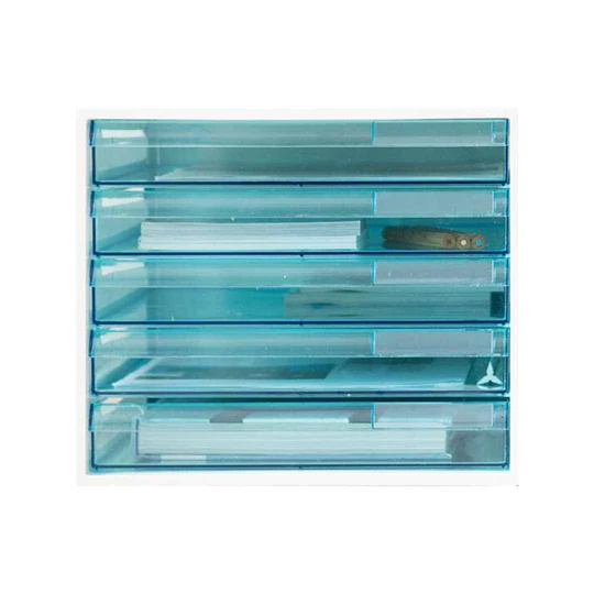 Litem | Multi Utility Storage File Cabinet | 5 Transparent  Drawers | Organiser | Ivory | EL File | For Office & Home