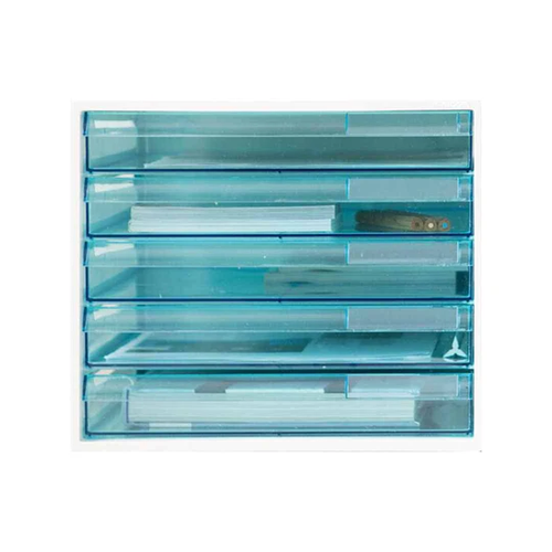 Litem | Multi Utility Storage File Cabinet | 5 Transparent  Drawers | Organiser | Ivory | EL File | For Office & Home