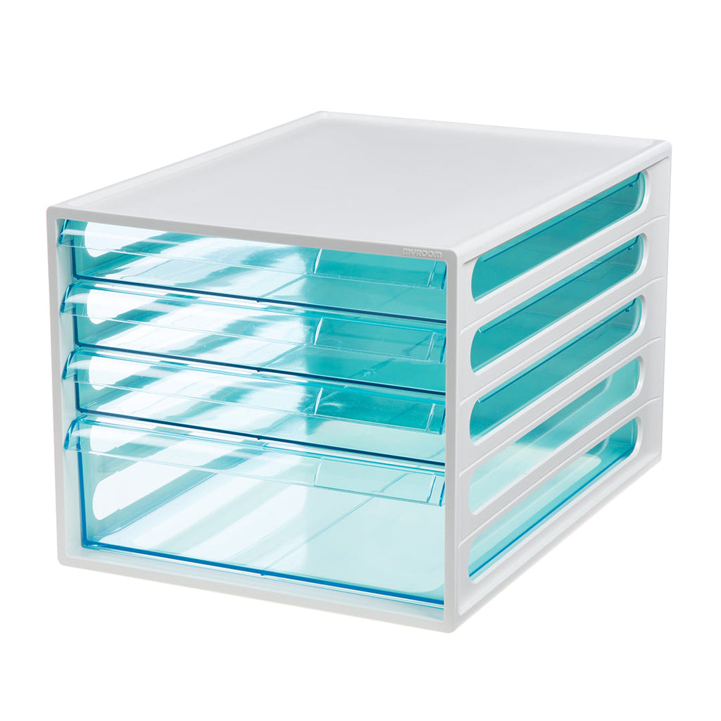 Litem | Multi Utility Storage File Cabinet | 4 Transparent  Drawers | Organiser | Ivory | EL File | For Office & Home