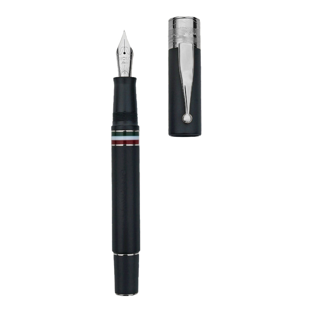 Gioia | Fountain Pen & Rollerball Pen | Partenope | Black Sand | Silver Trims