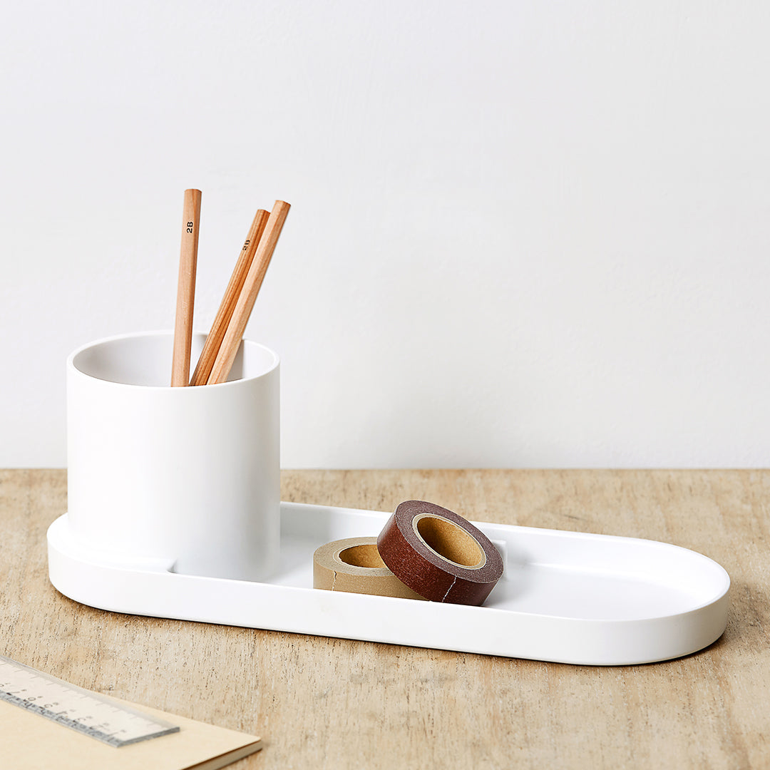 Litem | Pen Stand with Tray | Organizer | Cool  Grey| Holder Tray