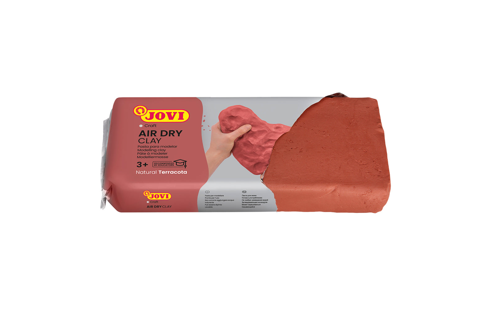 Jovi European Air-Dry Modeling Natural Terracotta Clay 3 Packets - Each Pack of 250 Grams for Sculpting Pottery Art & Craft Handicraft Educational Purpose Fine Motor Skills