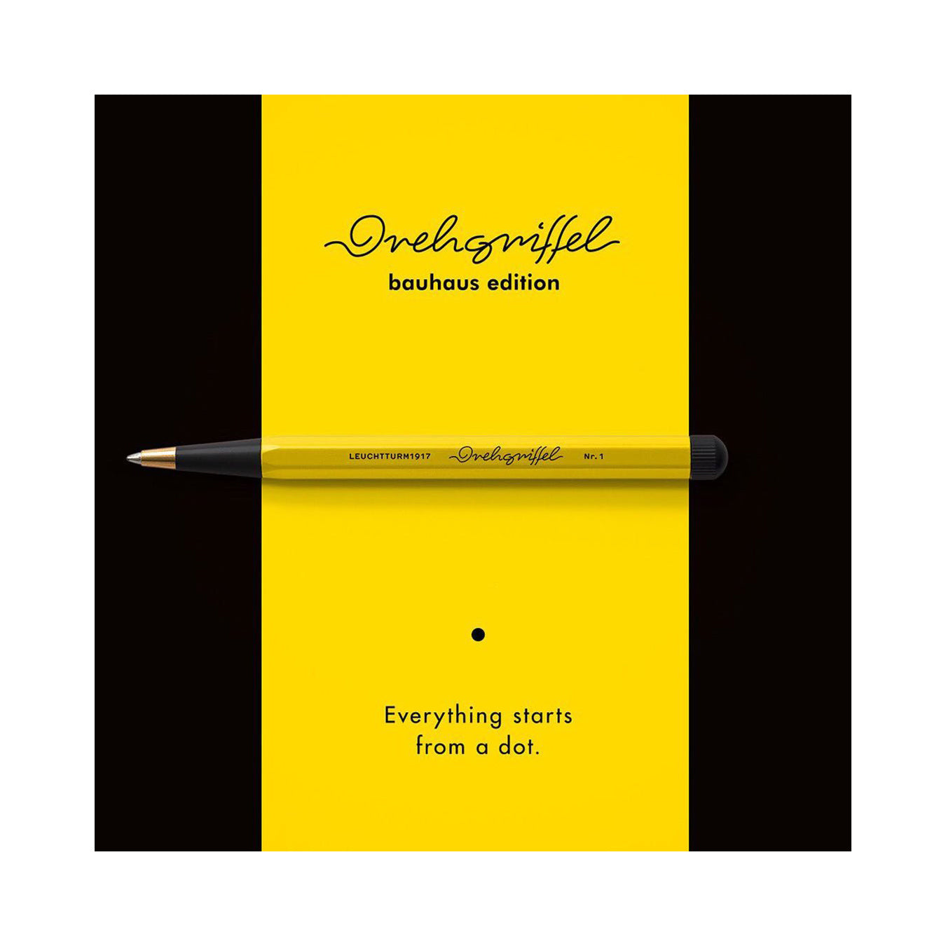LEUCHTTURM1917 Ball Point Pen with Royal Blue Ink | Bauhaus Edition | Drehgriffel No. 1 | Lemon/Black | Twist Mechanism