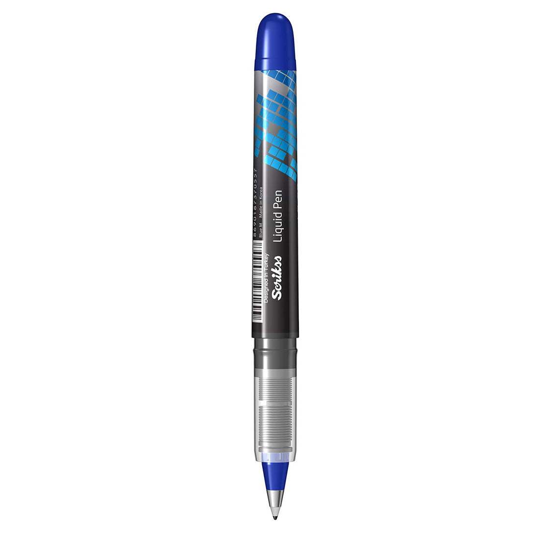 Scrikss Office 0.5 mm Liquid Ink Pen - Chrome Plated Tip & Controlled Ink Flow Adjustment System - LP68 Blue Set of 3