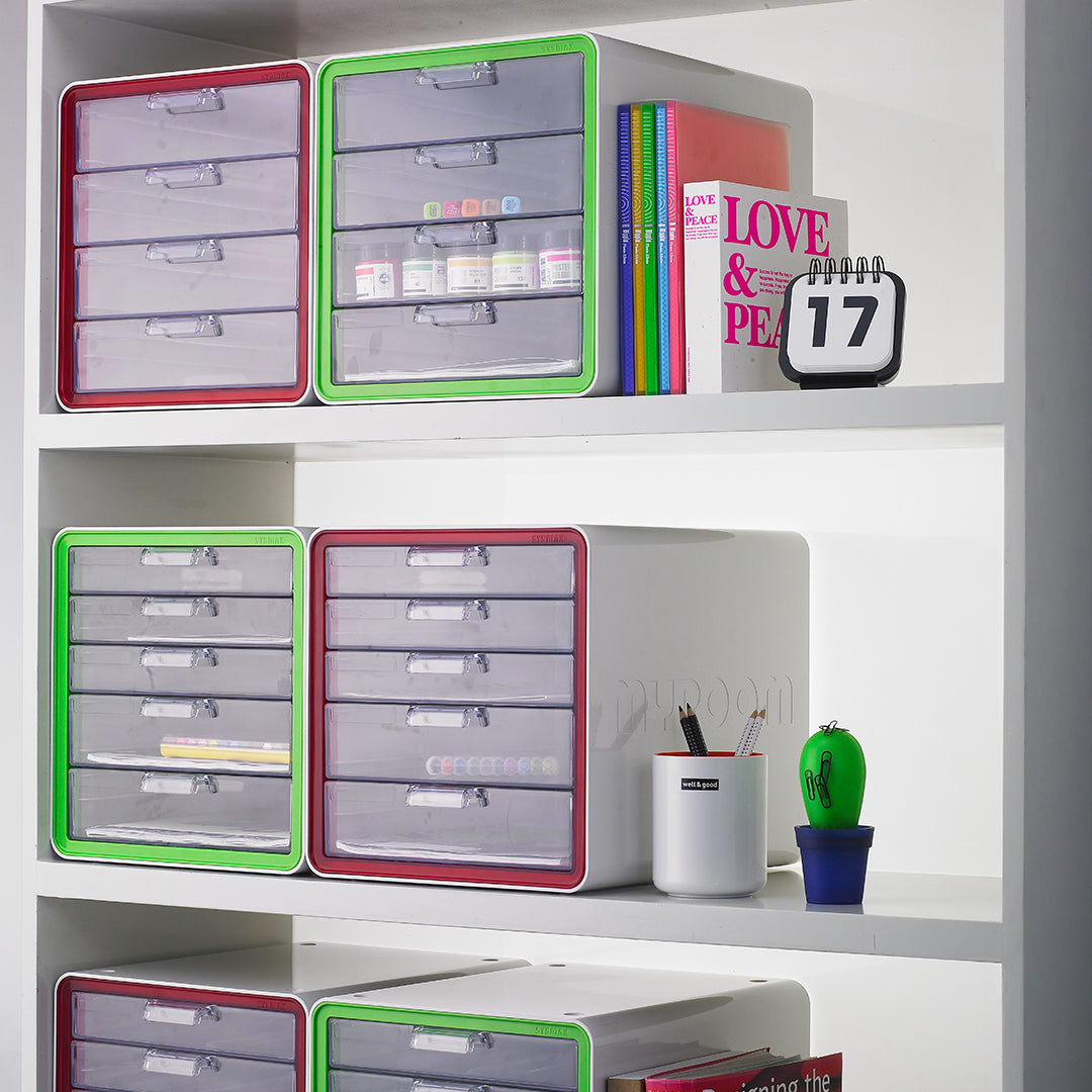 Litem | Multi Utility Storage Cabinet | 4 Drawers | Organiser | Red | My Room | For Office & Home