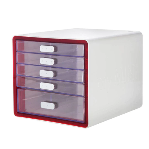 Litem | Multi Utility Storage Cabinet | 5 Drawers | Organiser | Red | My Room | For Office & Home