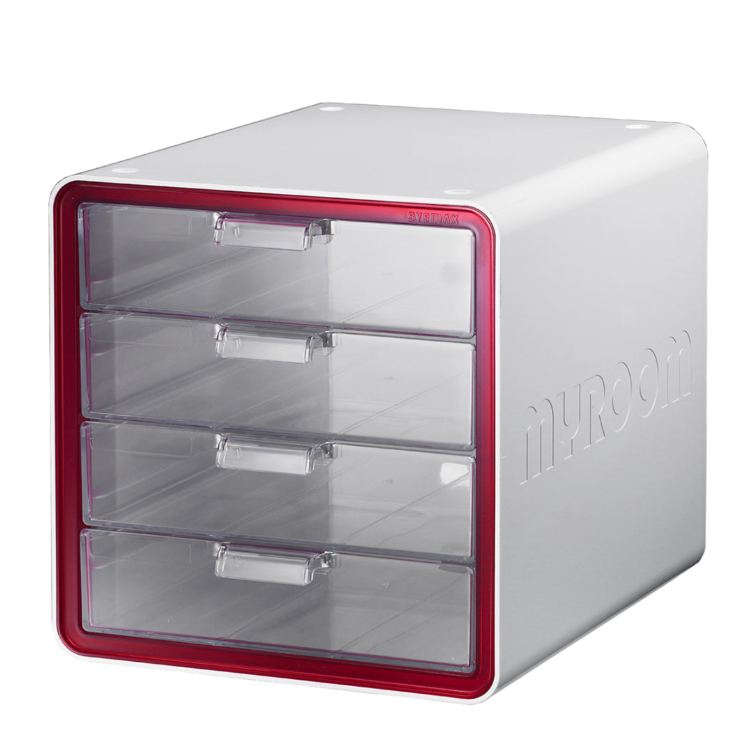 Litem | Multi Utility Storage Cabinet | 4 Drawers | Organiser | Red | My Room | For Office & Home