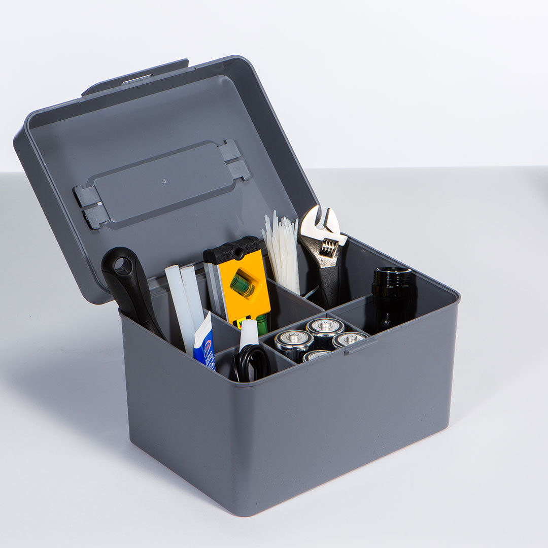 Litem | Multi Utility Storage Box With Lid | Orgnaizer | Grey | My Cube | For Office & Home