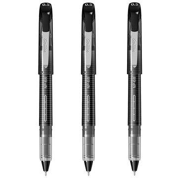 Scrikss Office 0.5 mm Needle Point Pen - Water Based Fast Drying Ink, Strength & Durable Micro Extruded Tip - 3 Pieces NP68 Set (Black)