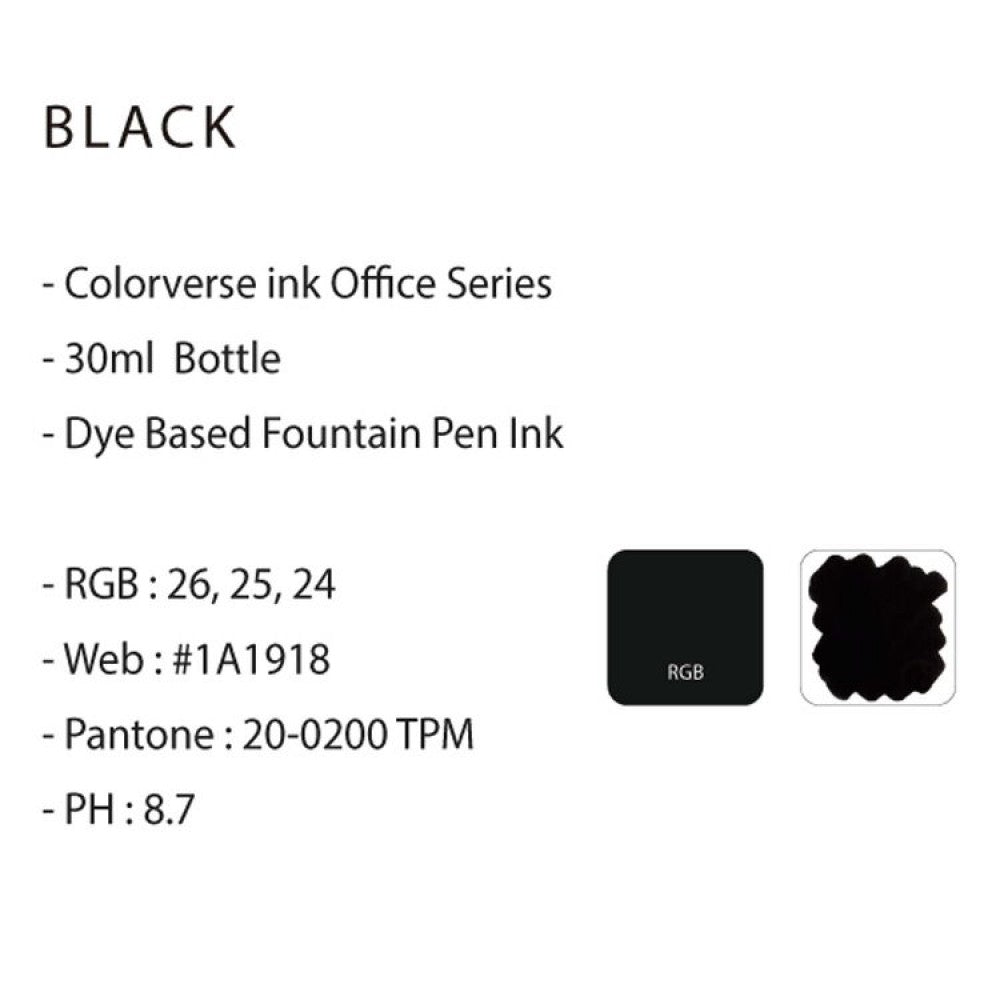 Colorverse | Office Series | Ink Bottle | Black | 30ml - penpencilink