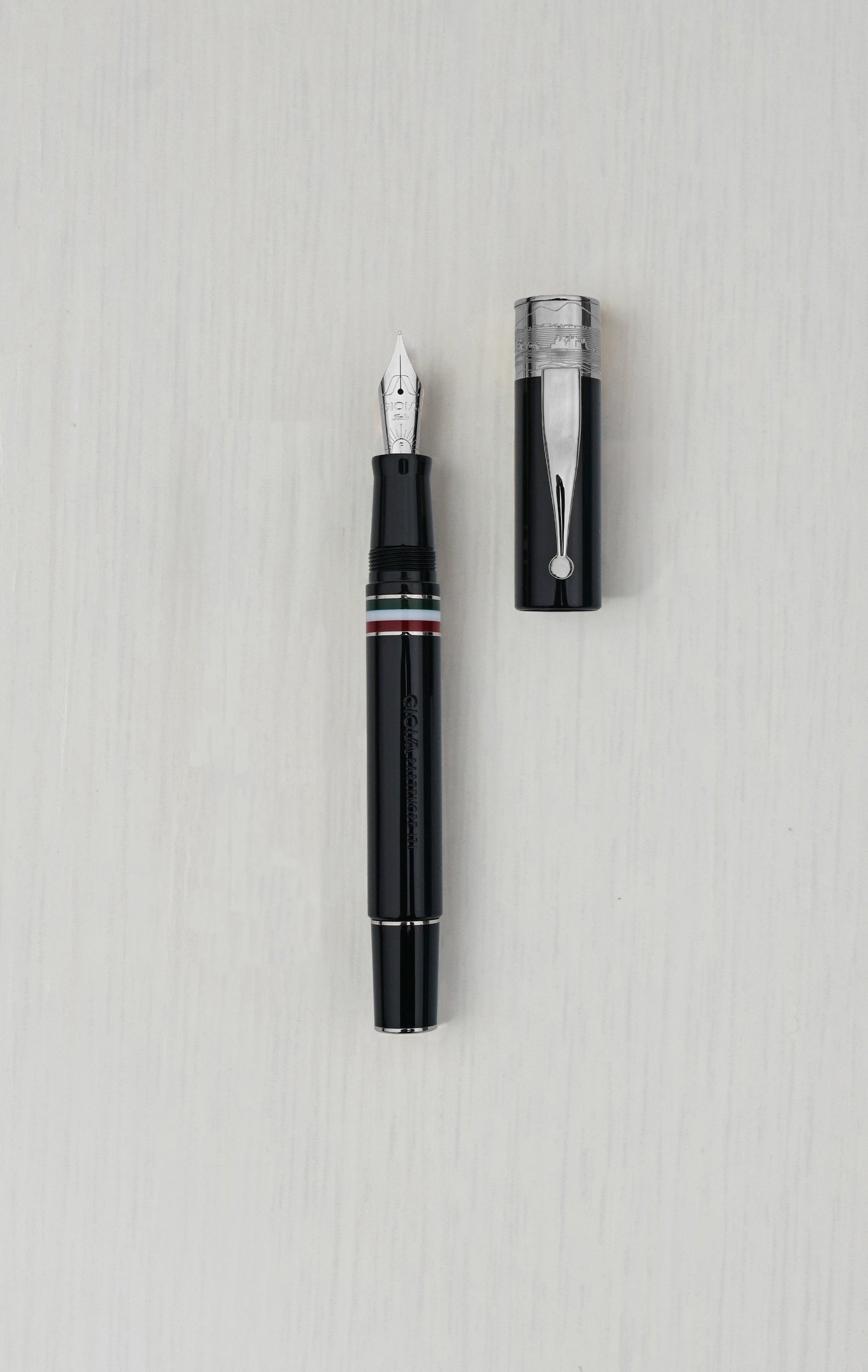 Gioia | Fountain Pen & Rollerball Pen | Partenope | Black | Ruthenium Trims