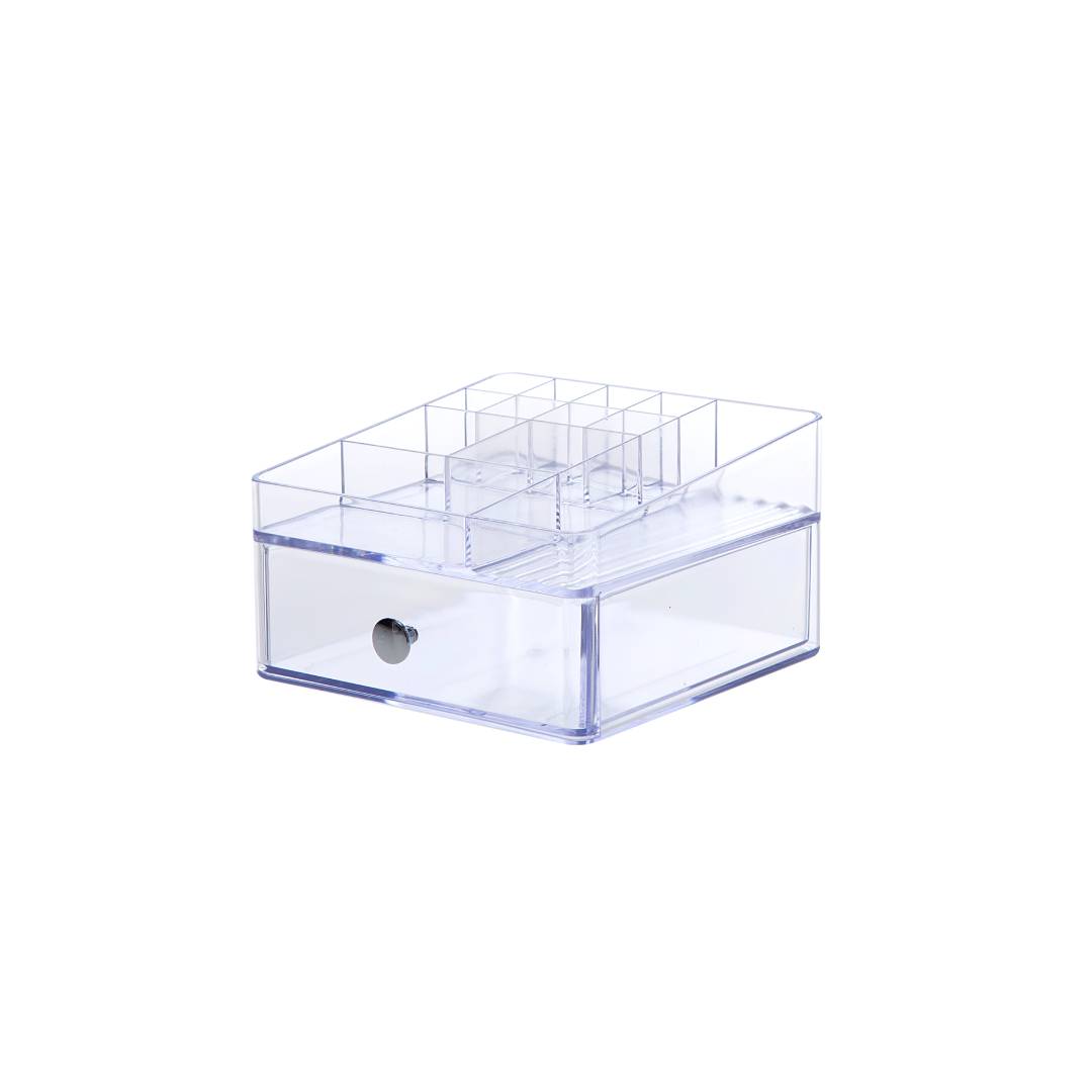 Litem |  Cosmetic and Stationery Organizer  | 12 Compartments |1 Drawer | Transparent | Piano | For Office & Home