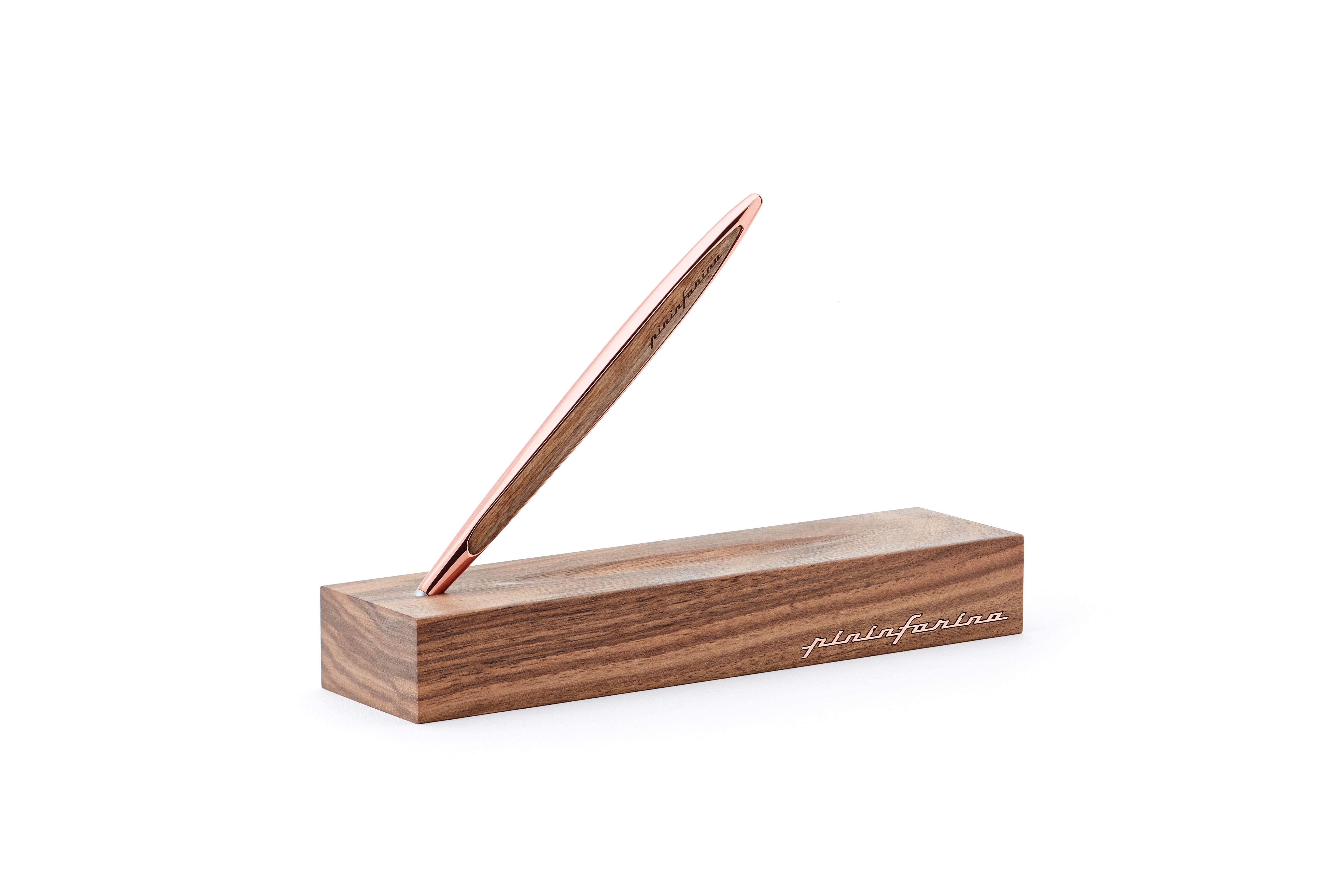 Pininfarina | Cambiano | Rose Gold | Classic | Ballpoint Pen | Solid Wood Desk Stand