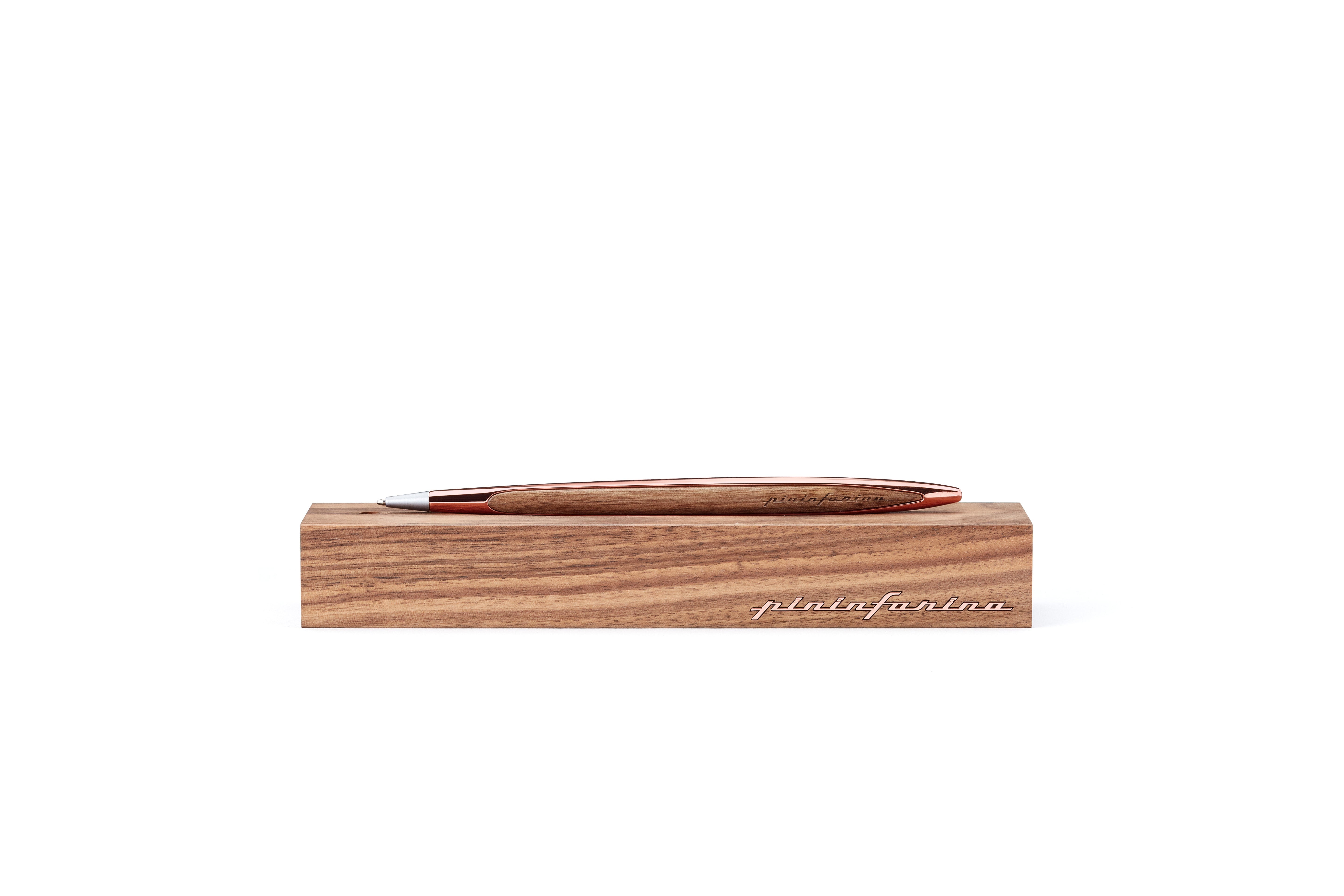 Pininfarina | Cambiano | Rose Gold | Classic | Ballpoint Pen | Solid Wood Desk Stand