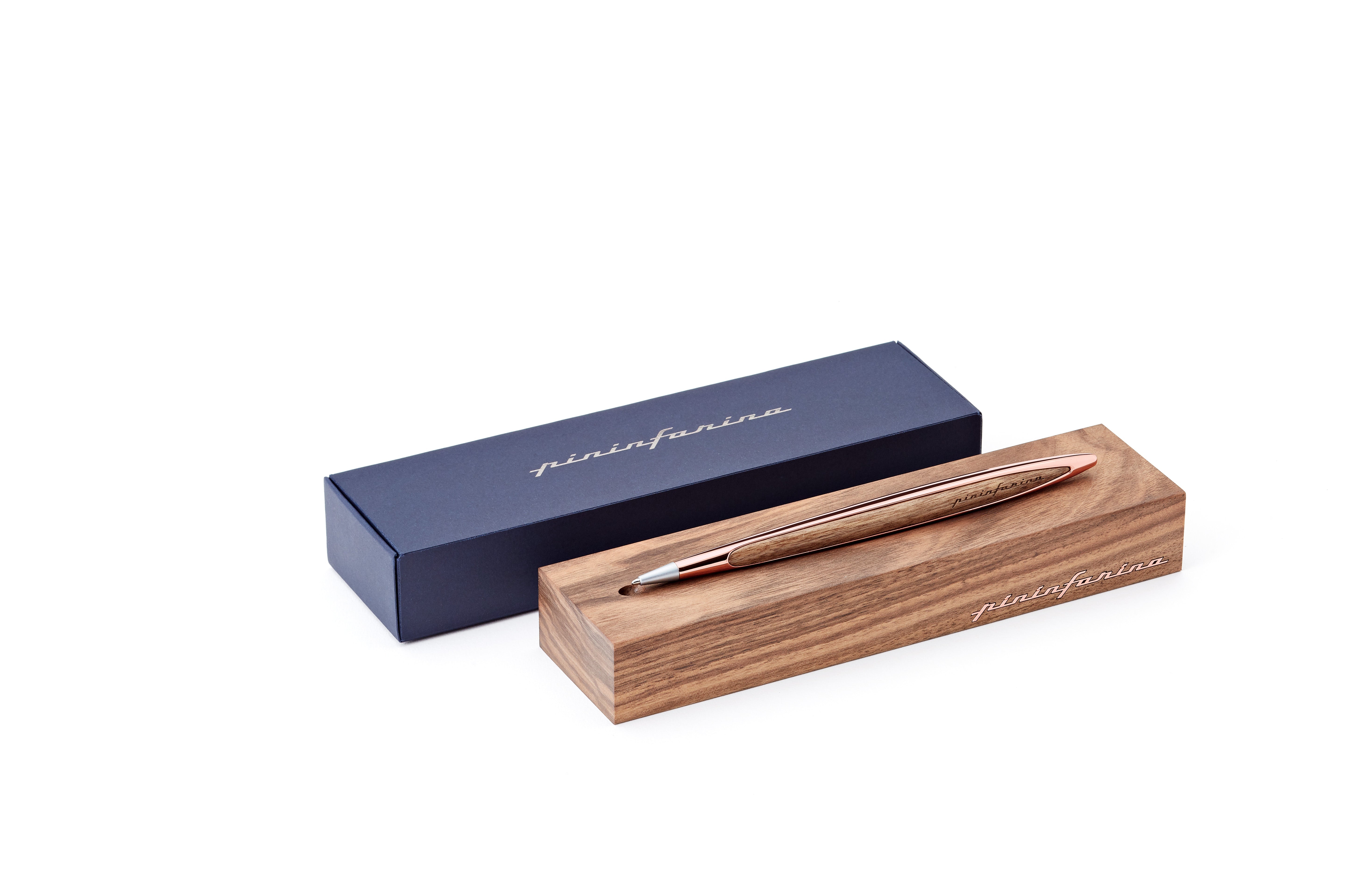 Pininfarina | Cambiano | Rose Gold | Classic | Ballpoint Pen | Solid Wood Desk Stand
