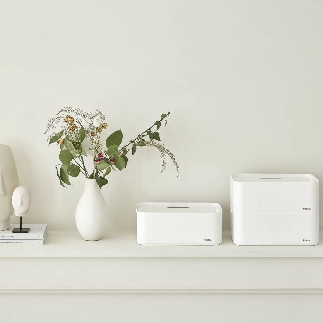 Litem | Portable |Stackable |Organizer with Lid and Adjustable Compartments | White Transparent