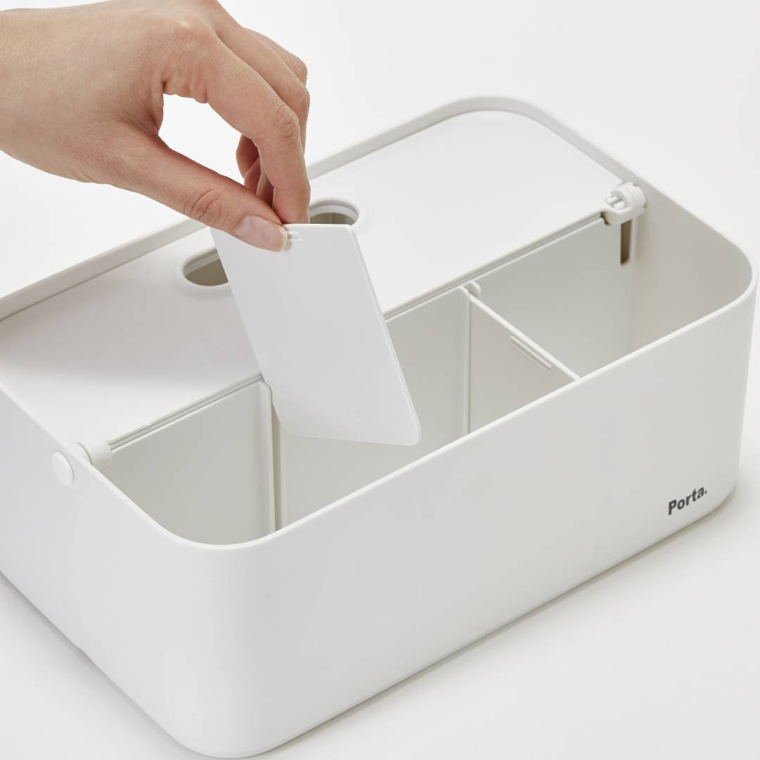 Litem | Portable |Stackable |Organizer with Lid and Adjustable Compartments | White Transparent