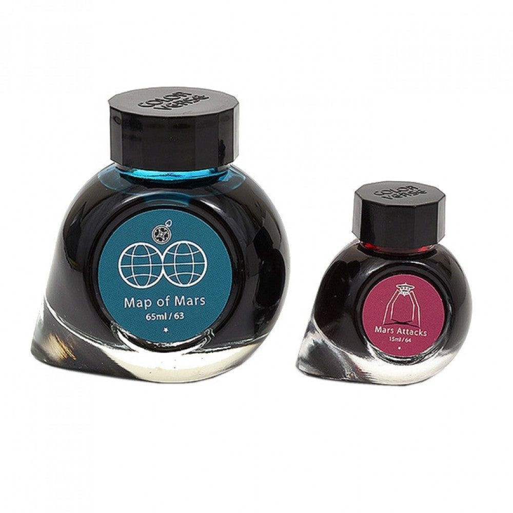 Colorverse Ink | The Red Planet | Map Of Mars | Turquoise & Burgundy | 65ml & 15ml | 2 Bottle Set - penpencilink