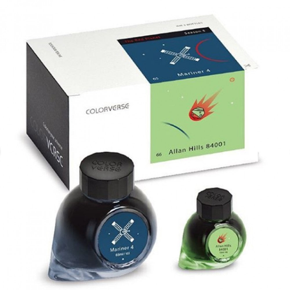 Colorverse Ink | Mariner 4 | Allan Hills 84001 | Dark Blue & Light Green | 65ml & 15ml Set - penpencilink